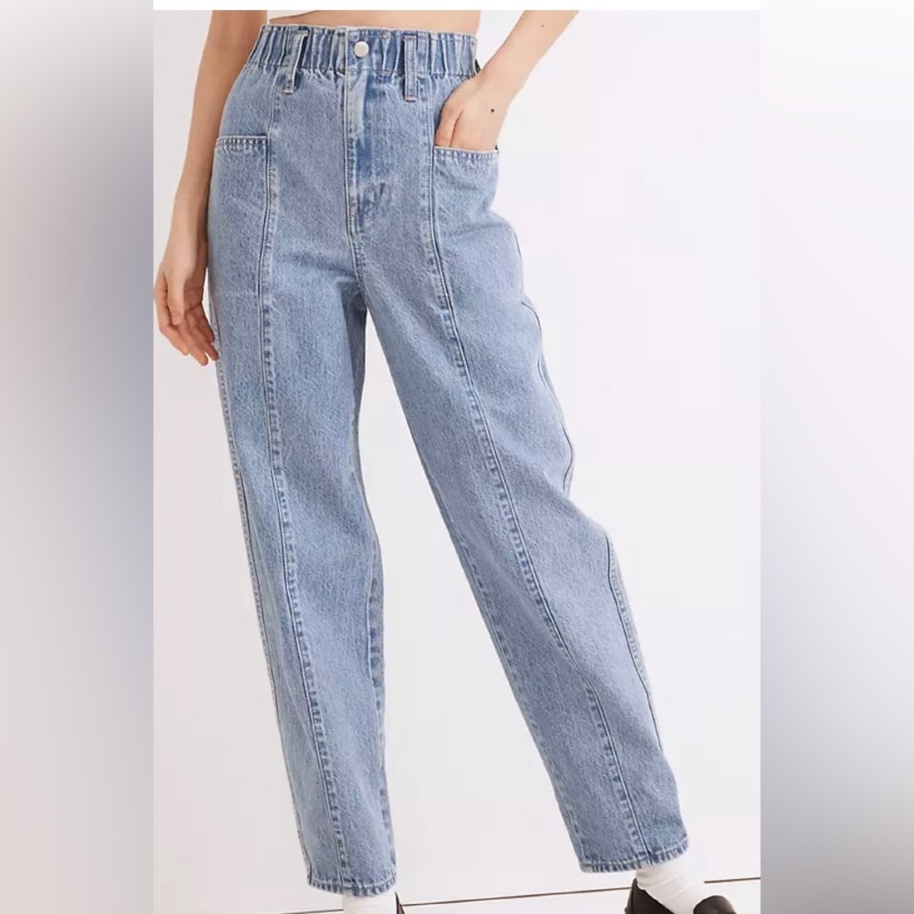 Madewell Pull On Paperbag Balloon Jeans Closson Wash Size L